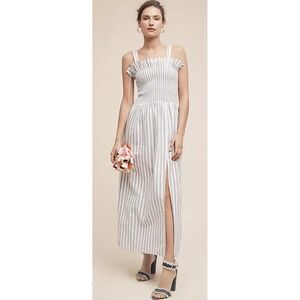 Steele Anthropologie Smocked & Striped Maxi Dress Classic Prep‎ Blue White Small